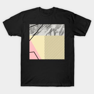 Grey marble yellow pink background T-Shirt